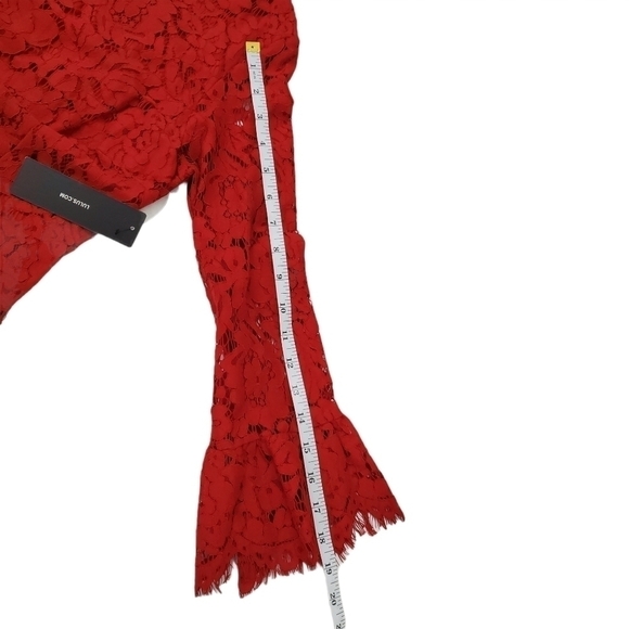 Lulu's Mini Dress Medium Red Flair-est of Them All Lace Flounce Sleeve Zip NWT - Picture 11 of 12